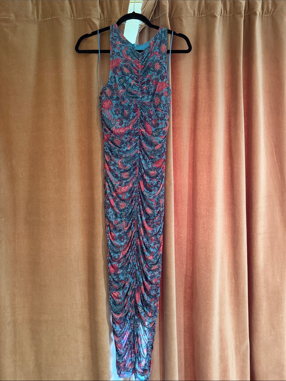 House of Harlow 1960 Blue and Coral Floral Maxi Dress